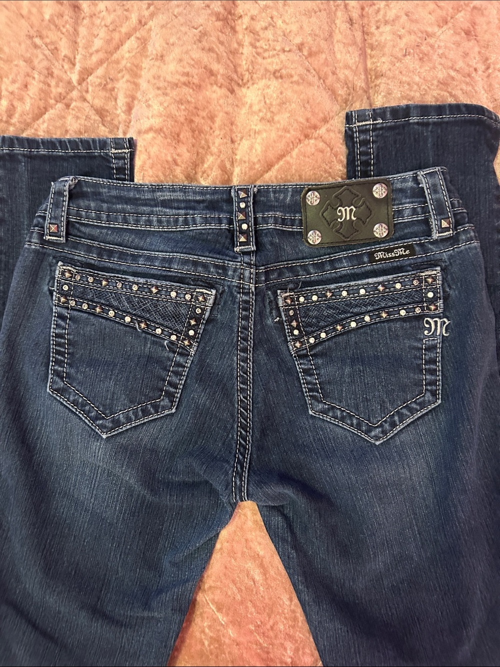 Miss Me Blue Denim Jeans with Rhinestone Back Pockets